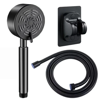 304 three-speed shower head (black) + 1.5m encryption tube + no punching xiamen ginza