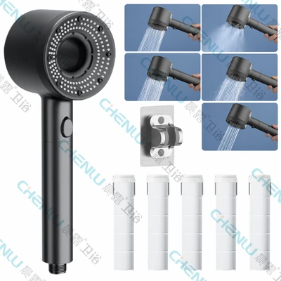 【sa-43】classic grey - hair dryer handheld spray + punch-free mount + 5 filter cotton pads