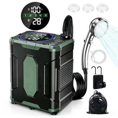 [dark green] 10000 ma outdoor shower + silver hand spray