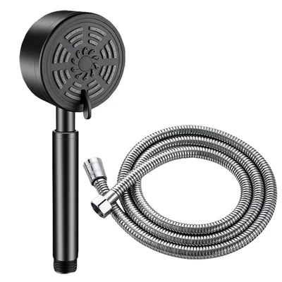 304 three-speed shower head (black) + 1.5m encryption tube