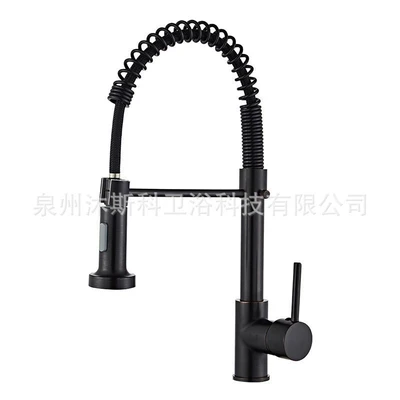 Black kitchen spring faucet