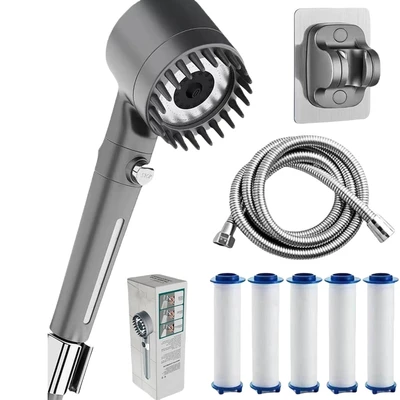 [sa-39] [type c set 6 customized all gray] + 1.5m silver steel pipe + 5 filter elements + punch-free bracket