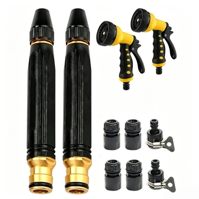 Boxed [metal] 2 black king kong nipple water guns + plastic 6 connectors + 2 yellow spray guns