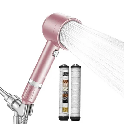 【sa-15】pink turbine 【sulfite ball】+ 1.5m silver hose + silver american standard connector + two filter cartridges