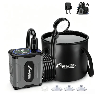 [gray] 10000 mah outdoor shower + 20l bucket, five levels, 26a