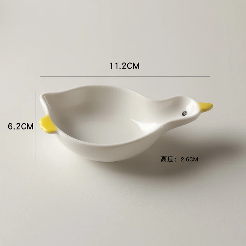 Cute Ceramic Dipping Sauce Dish Salad Dish White Tableware Household Cartoon Dish Children's Creative Dish Snack Dish