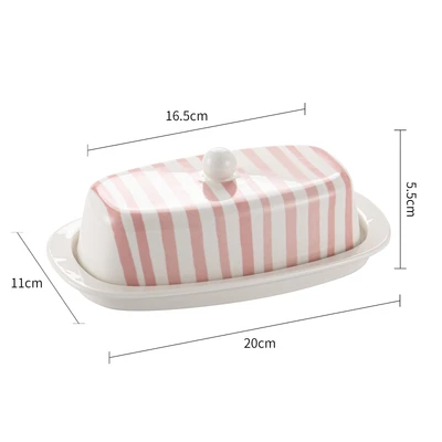 Pink Stripes-Butter Dish