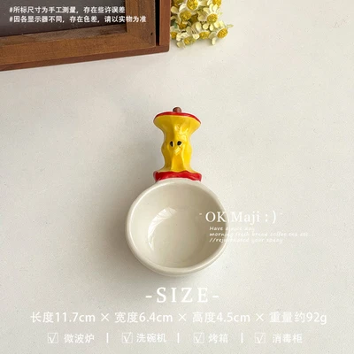 Hand-painted dipping dish - red apple core