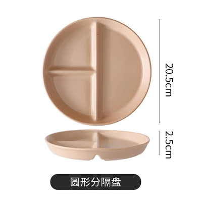 Round divided plate-brown