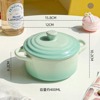 Gradient cyan (large double-ear soup pot)
