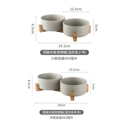 Light gray [double bowl + wooden frame]