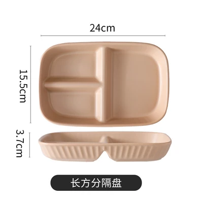 Rectangular divided plate-brown