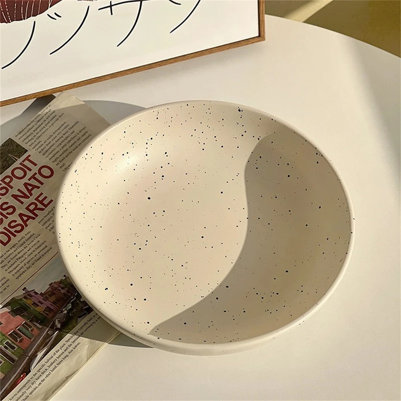 Ins-Style Splash-Ink Ceramic Bowl, Japanese-Style Large Capacity Brunch Deep Plate, Salad Rice Bowl, Aesthetically Pleasing Instant Noodle Bowl, Soup Bowl