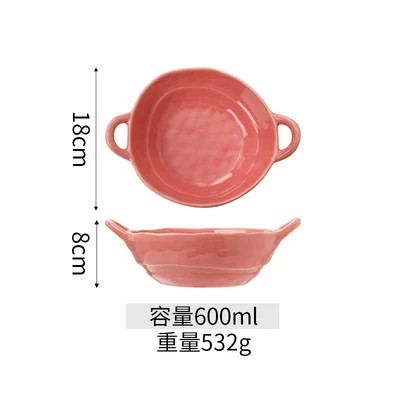 Small glossy double-eared bowl-raspberry red