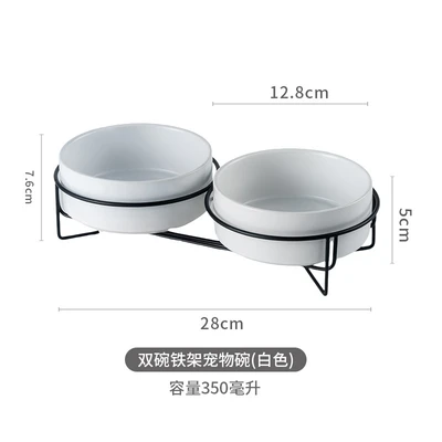 Double iron frame small bowl - white