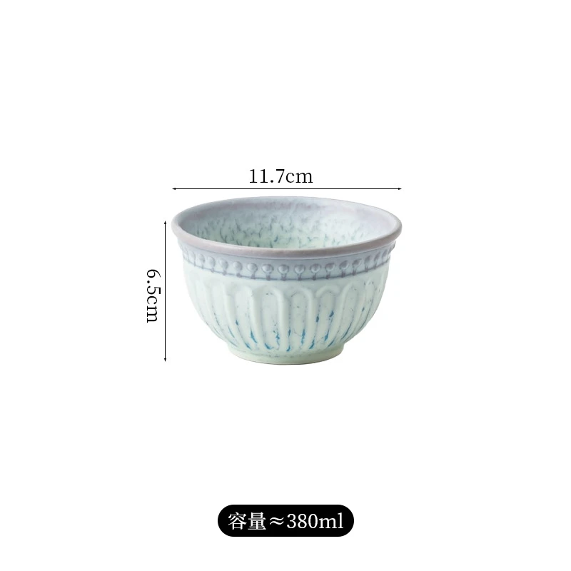 Roman bead dot high-temperature underglaze French vintage ceramic bowl and plate tableware set for home use