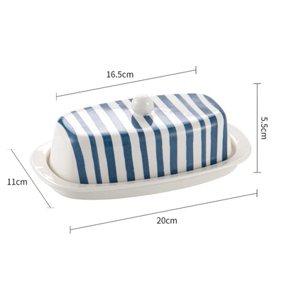 Blue Stripes-Butter Dish