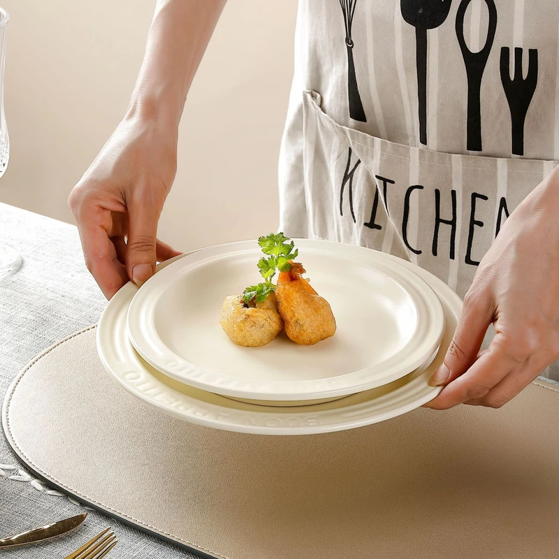 French-Style Dessert Plate, High-End Luxury Western-Style Dinner Plate, High-Value Sesame Glaze Ceramic Tableware, Household Cake Plate