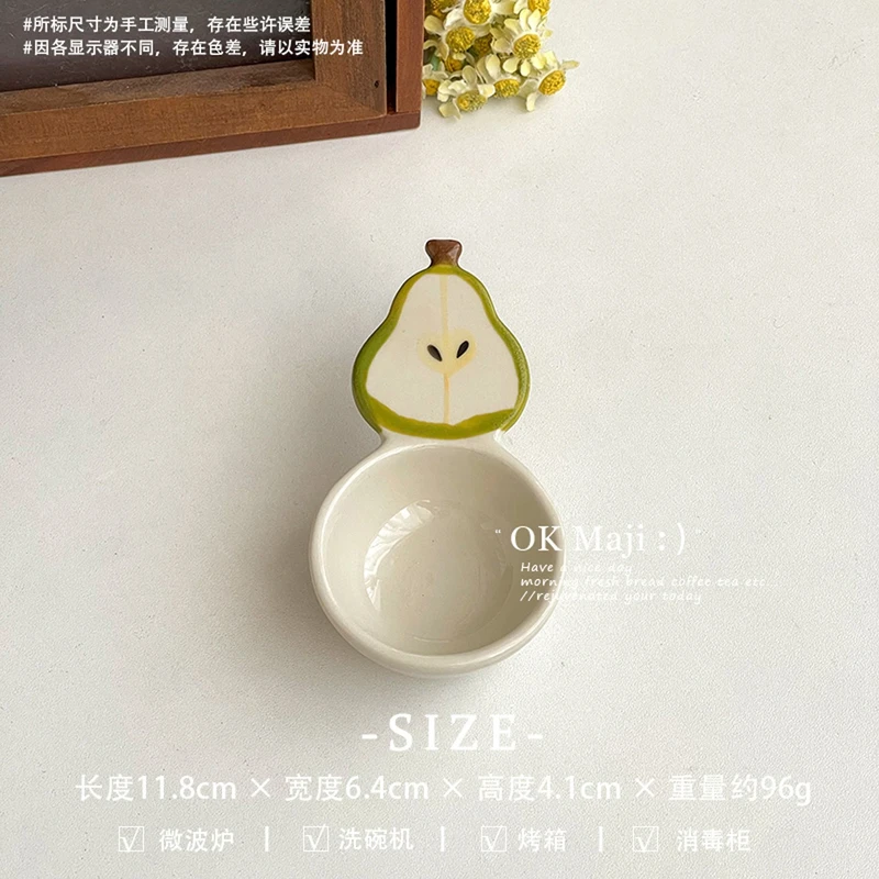 Cute sauce dish with creative cartoon handle, underglaze colored seasoning dish, particularly beautiful ceramic dipping dish, small dish