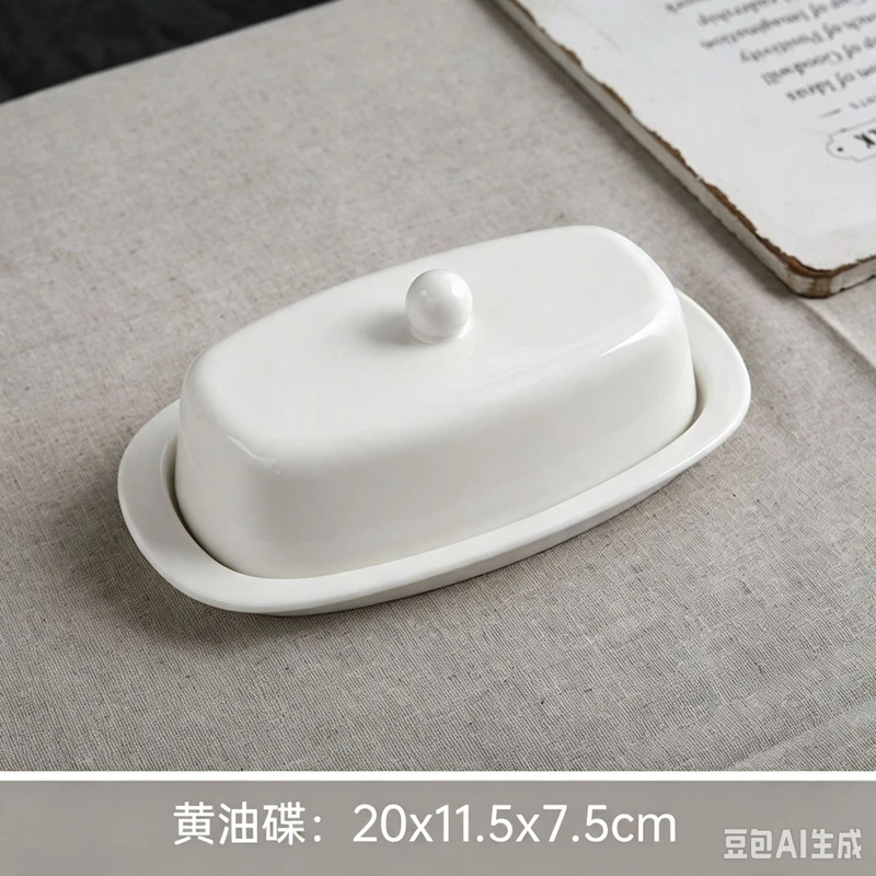 Cross-Border Heart-Shaped Ceramic Butter Dish, Foreign Trade Butter Jar with Lid, Sealed Cheese Container, Creative Western-Style Butter Plate