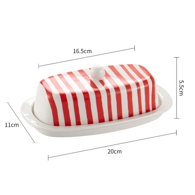 Red Stripes-Butter Dish