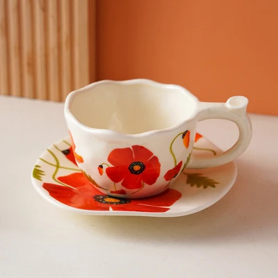 Poppy flower cup and saucer