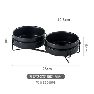 Double iron frame small bowl - black
