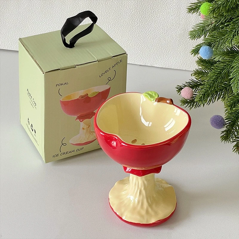 Creative ceramic goblet dessert cup, ice cream cup, high aesthetic value, practical for restaurants and home use, yogurt cup gift box