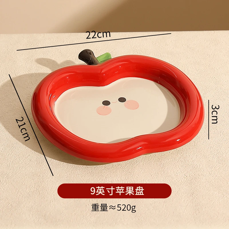 Apple Tableware, Cute Bowls and Plates, Ceramic Household Dishes, Exquisite Afternoon Tea Snack Plates, Beautiful Rice Bowls and Small Plates