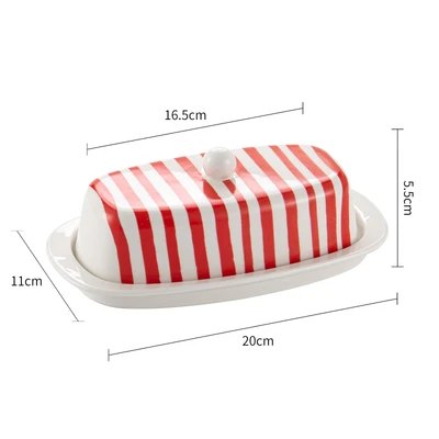 Red Stripes-Butter Dish