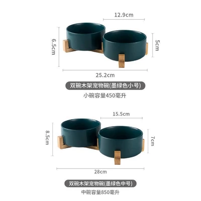 Dark green [double bowl + wooden frame]