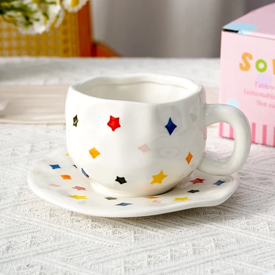 Xd-1060-007q ins style cup and saucer (color star)
