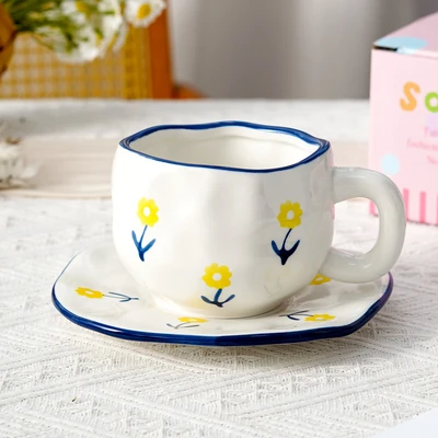 Xd-1060-007h ins style cup and saucer (small yellow flower)