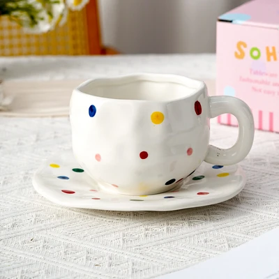 Xd-1060-007e ins style cup and saucer (color dots)