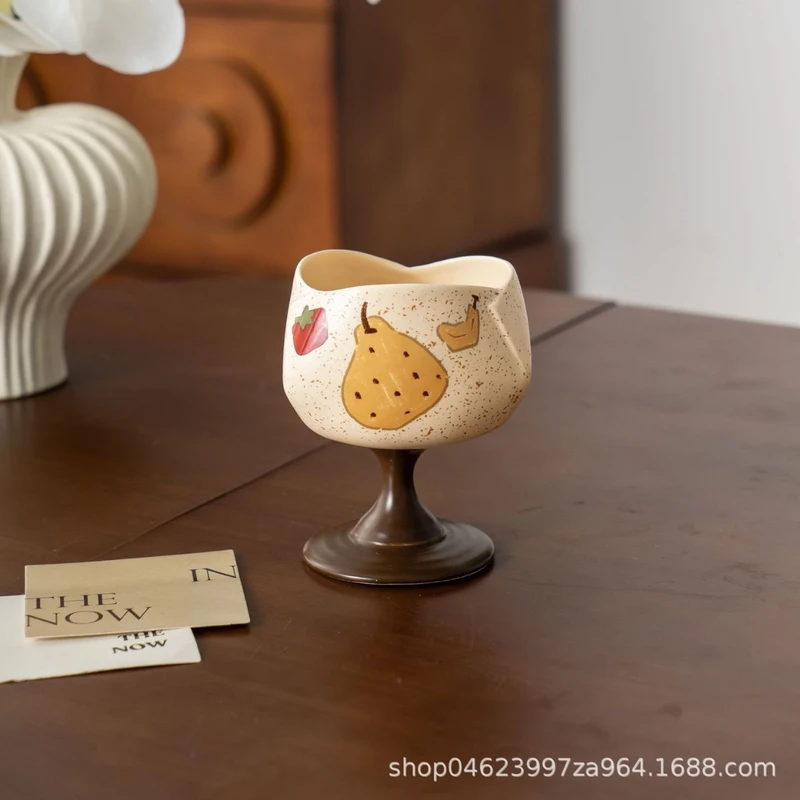 Graffiti Hand-Painted Ceramic Cup Creative Tall Goblet Cute Rice Bowl 2025 New Home Plate Nice Cup