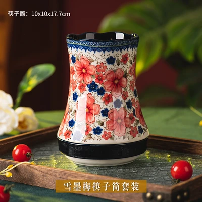 Snow ink plum chopstick holder set