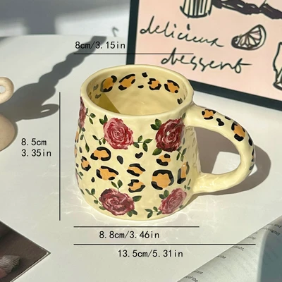 Stone pattern cup-big rose