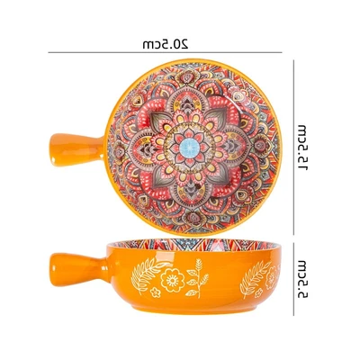 Bohemian handle bowl - orange
