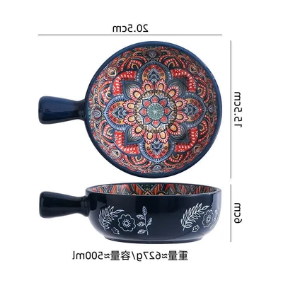 Bohemian handle bowl - blue