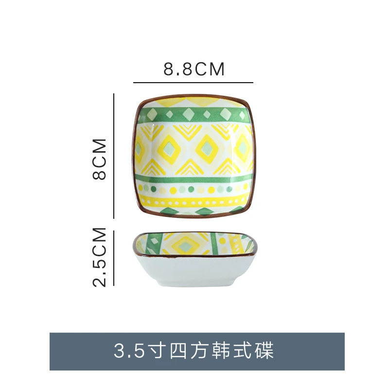 Bohemian Underglaze Color Cross-Border Ceramic Dishes Wholesale Kitchen Snack Dishes Household Sauce Dishes Dipping Saucers