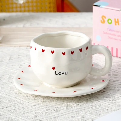 Xd-1060-007p ins style cup and saucer (love+love)