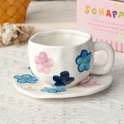 Xd-1060-007y ins style cup and saucer (flower)