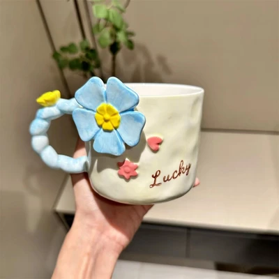 (contrast color) blue flower cup