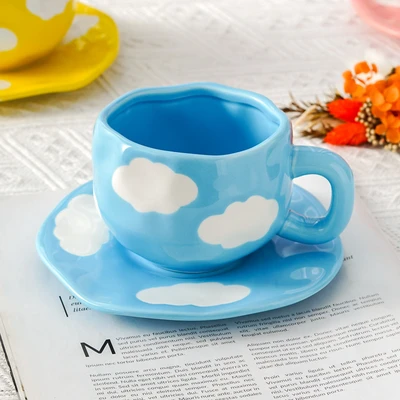 Xd-1060-006a ins style cup and saucer (light blue sky and white clouds)