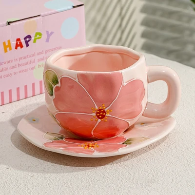 Xd-1060-010r cup and saucer (pink cherry)