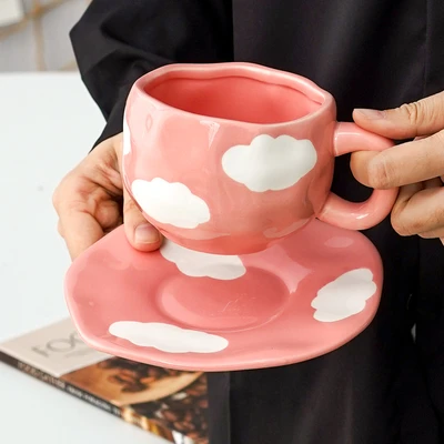 Xd-1060-006c cup and saucer (pink white cloud)