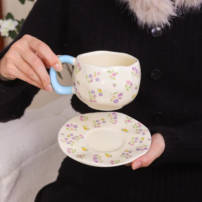 Purple floral [blue handle]