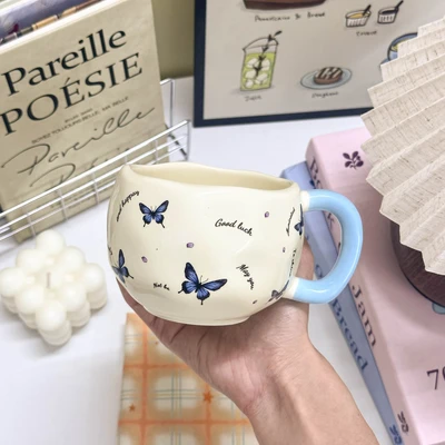 Butterfly tea talk [blue handle] - single cup