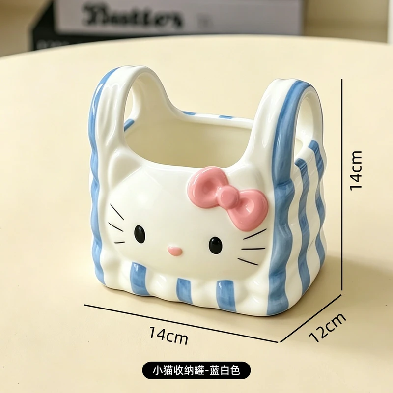 Creative Handbag-Style Desktop Multifunctional Ceramic Storage Box, Niche Ceramic Pen Holder, Decorative Makeup Brush Storage Container
