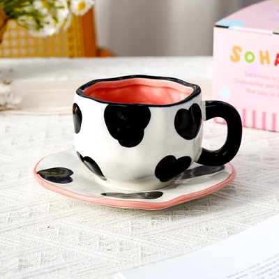 Xd-1060-007g ins style cup and saucer (cow)